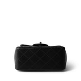 CHANEL Handbag Black Black Lambskin Quilted Mini Square Flap Silver Hardware - Redeluxe