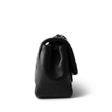 CHANEL Handbag Black Black Lambskin Quilted Mini Square Flap Silver Hardware - Redeluxe