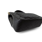 CHANEL Handbag Black Black Lambskin Quilted Mini Top Handle Antique Gold Hardware - Redeluxe
