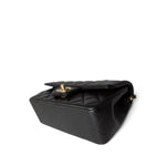 CHANEL Handbag Black Black Lambskin Quilted Mini Top Handle Antique Gold Hardware - Redeluxe