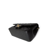 CHANEL Handbag Black Black Lambskin Quilted Mini Top Handle Antique Gold Hardware - Redeluxe