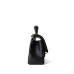 CHANEL Handbag Black Black Lambskin Quilted Mini Top Handle Antique Gold Hardware - Redeluxe
