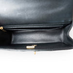 CHANEL Handbag Black Black Lambskin Quilted Mini Top Handle Antique Gold Hardware - Redeluxe