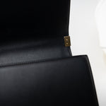 CHANEL Handbag Black Black Lambskin Quilted New Medium Boy Bag Aged Gold Hardware - Redeluxe