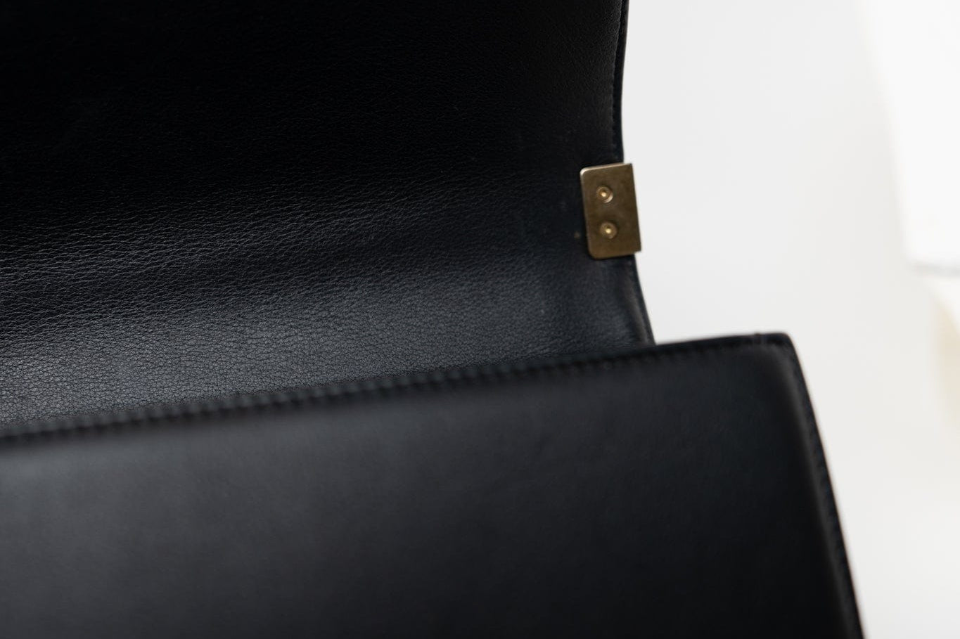 CHANEL Handbag Black Black Lambskin Quilted New Medium Boy Bag Aged Gold Hardware - Redeluxe