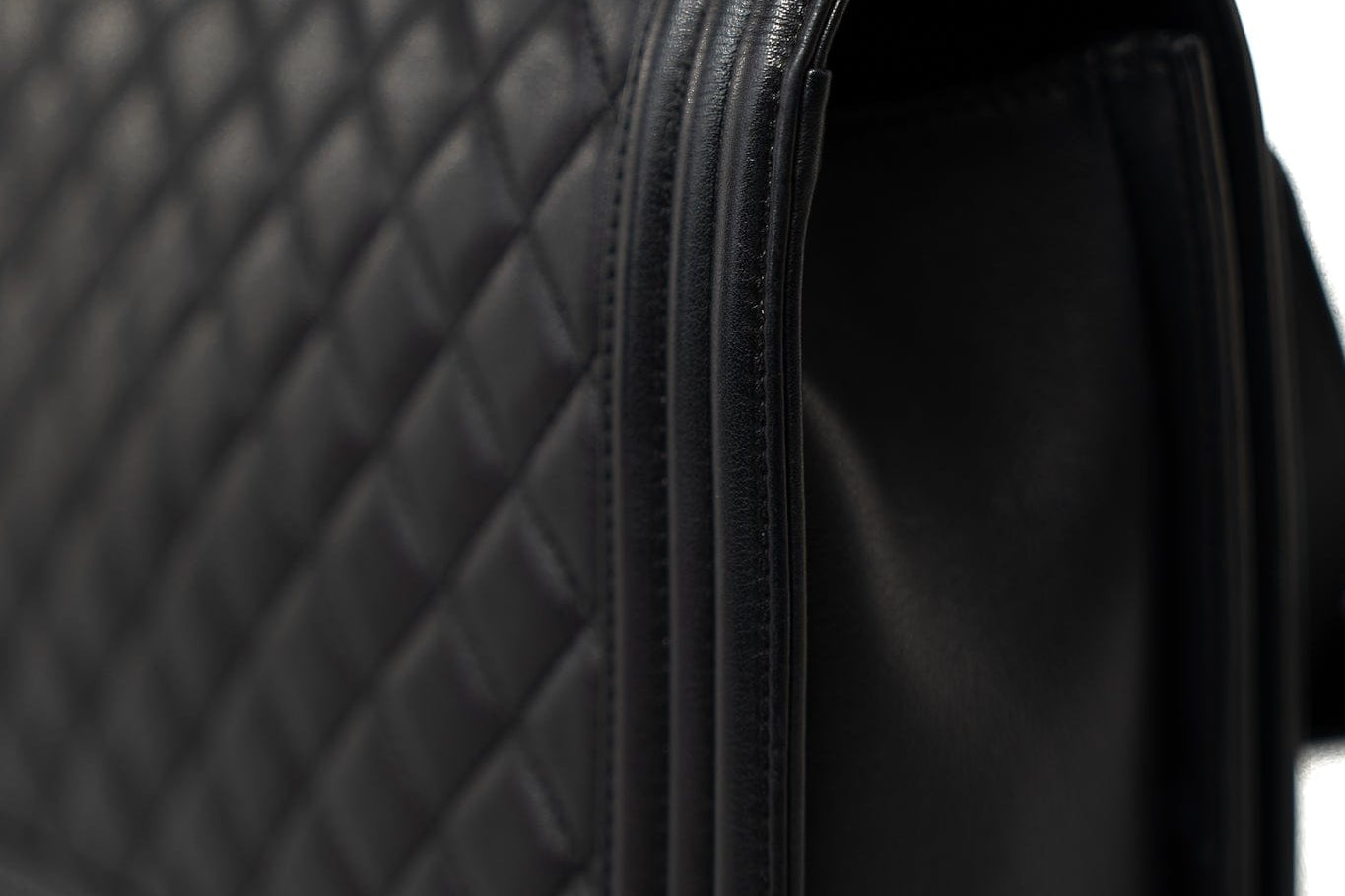 CHANEL Handbag Black Black Lambskin Quilted New Medium Boy Bag Aged Gold Hardware - Redeluxe