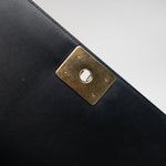 CHANEL Handbag Black Black Lambskin Quilted New Medium Boy Bag Aged Gold Hardware - Redeluxe