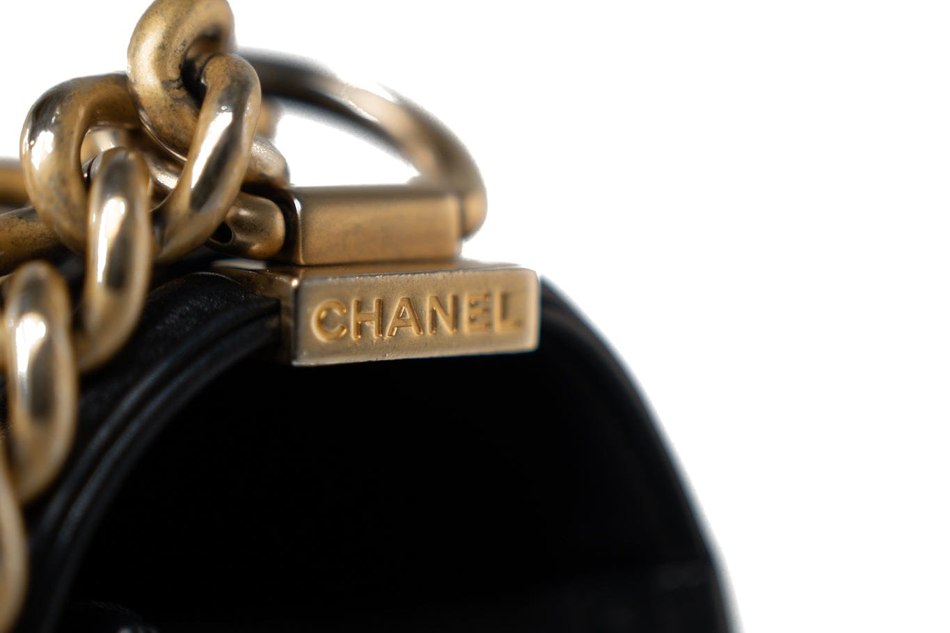 CHANEL Handbag Black Black Lambskin Quilted New Medium Boy Bag Aged Gold Hardware - Redeluxe