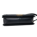 CHANEL Handbag Black Black Lambskin Quilted New Medium Boy Bag Aged Gold Hardware - Redeluxe