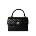 CHANEL Handbag Black Black Lambskin Quilted Trendy CC Small Light Gold Hardware - Redeluxe
