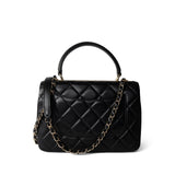 CHANEL Handbag Black Black Lambskin Quilted Trendy CC Small Light Gold Hardware - Redeluxe