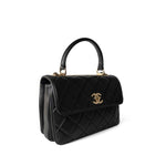 CHANEL Handbag Black Black Lambskin Quilted Trendy CC Small Light Gold Hardware - Redeluxe
