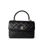 CHANEL Handbag Black Black Lambskin Quilted Trendy CC Small Light Gold Hardware - Redeluxe