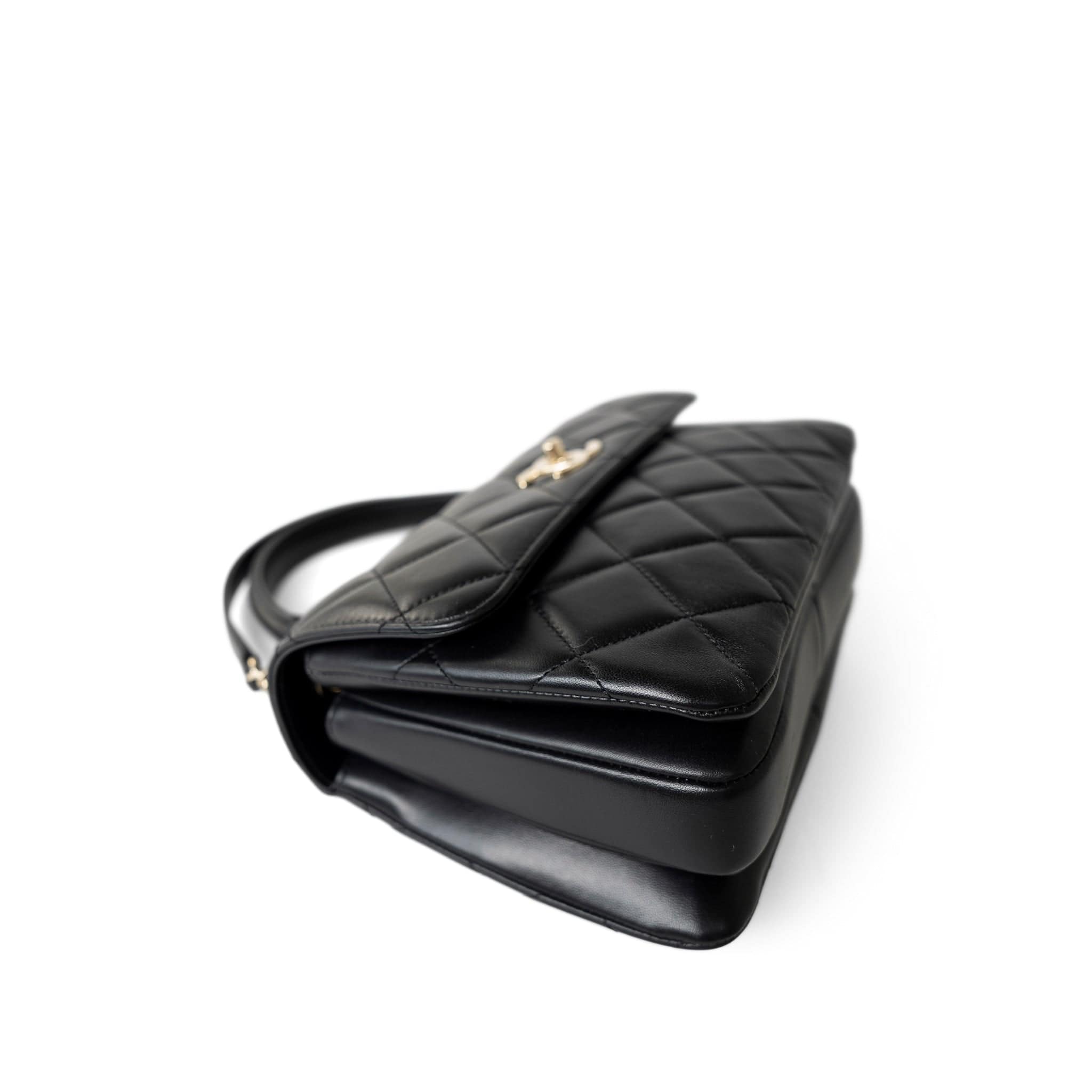 CHANEL Handbag Black Black Lambskin Quilted Trendy CC Small Light Gold Hardware - Redeluxe