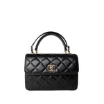 CHANEL Handbag Black Black Lambskin Quilted Trendy CC Small Light Gold Hardware - Redeluxe