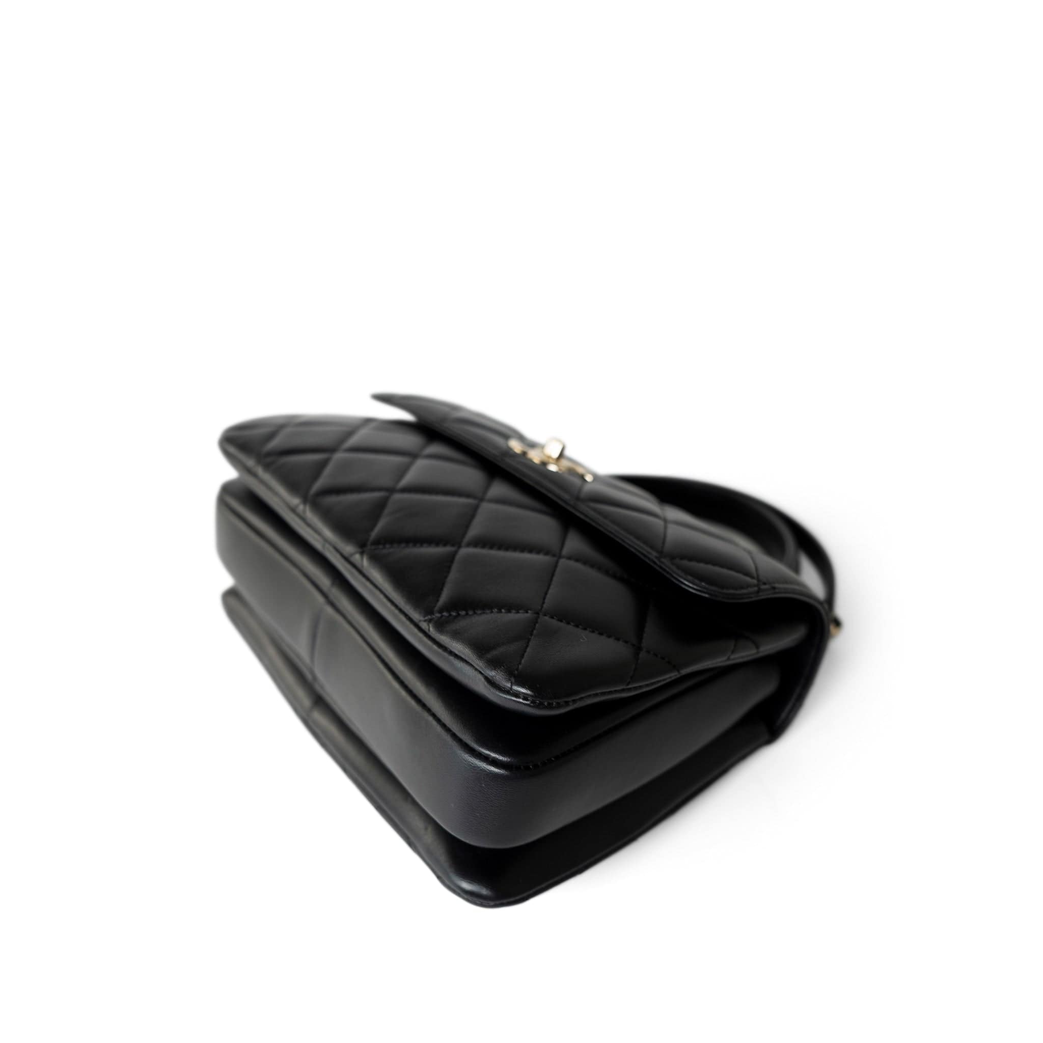 CHANEL Handbag Black Black Lambskin Quilted Trendy CC Small Light Gold Hardware - Redeluxe