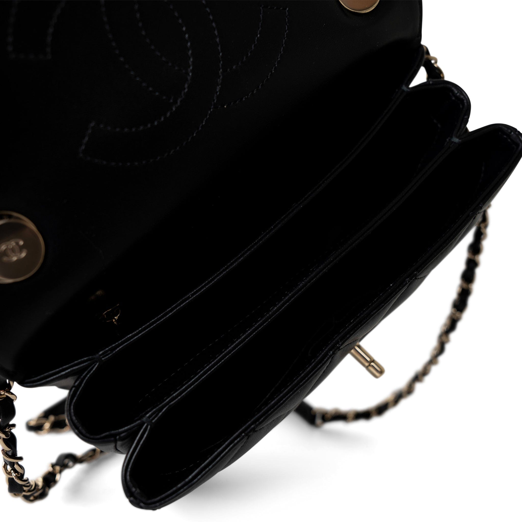CHANEL Handbag Black Black Lambskin Quilted Trendy CC Small Light Gold Hardware - Redeluxe