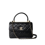 CHANEL Handbag Black Black Lambskin Quilted Trendy CC Small Light Gold Hardware - Redeluxe
