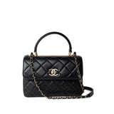 CHANEL Handbag Black Black Lambskin Quilted Trendy CC Small Light Gold Hardware - Redeluxe
