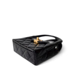 CHANEL Handbag Black Black Shiny Aged Calfskin Nano Kelly Mini Shopper - Redeluxe