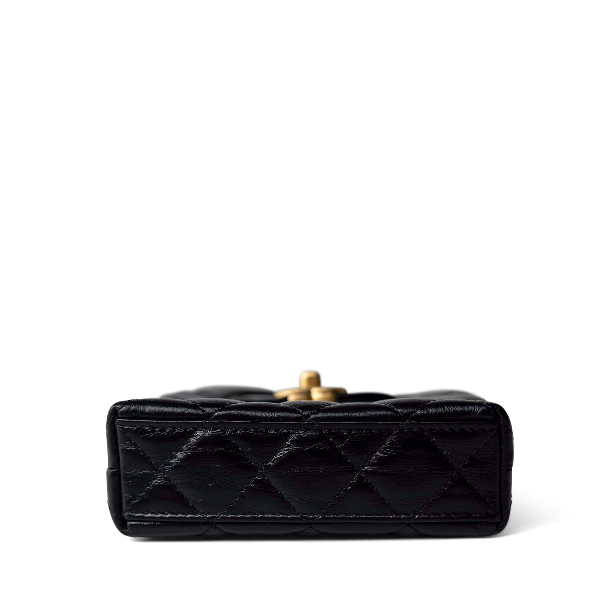 CHANEL Handbag Black Black Shiny Aged Calfskin Nano Kelly Mini Shopper - Redeluxe