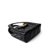 CHANEL Handbag Black Black Shiny Aged Calfskin Nano Kelly Mini Shopper - Redeluxe