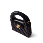 CHANEL Handbag Black Black Shiny Aged Calfskin Nano Kelly Mini Shopper - Redeluxe