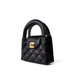 CHANEL Handbag Black Black Shiny Aged Calfskin Nano Kelly Mini Shopper - Redeluxe
