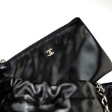 CHANEL Handbag Black Calfskin Quilted 22 Bag Small Aged Silver Hardware - Redeluxe