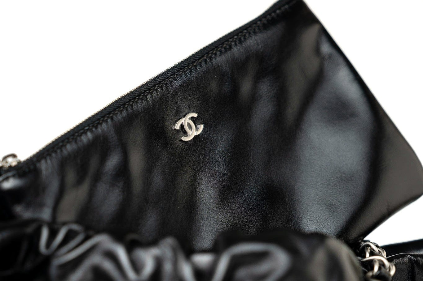 CHANEL Handbag Black Calfskin Quilted 22 Bag Small Aged Silver Hardware - Redeluxe