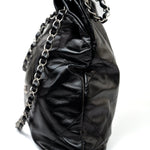 CHANEL Handbag Black Calfskin Quilted 22 Bag Small Aged Silver Hardware - Redeluxe