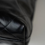 CHANEL Handbag Black Calfskin Quilted 22 Bag Small Aged Silver Hardware - Redeluxe