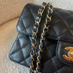 CHANEL Handbag Black Caviar Quilted Classic Double Flap Small Gold Hardware - Redeluxe