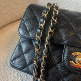 CHANEL Handbag Black Caviar Quilted Classic Double Flap Small Gold Hardware - Redeluxe