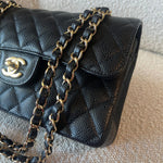 CHANEL Handbag Black Caviar Quilted Classic Double Flap Small Gold Hardware - Redeluxe