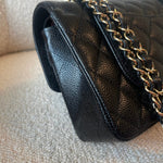 CHANEL Handbag Black Caviar Quilted Classic Double Flap Small Gold Hardware - Redeluxe