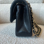 CHANEL Handbag Black Caviar Quilted Classic Double Flap Small Gold Hardware - Redeluxe