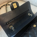CHANEL Handbag Black Caviar Quilted Classic Double Flap Small Gold Hardware - Redeluxe