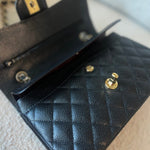 CHANEL Handbag Black Caviar Quilted Classic Double Flap Small Gold Hardware - Redeluxe