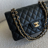 CHANEL Handbag Black Caviar Quilted Classic Flap Medium GHW - Redeluxe