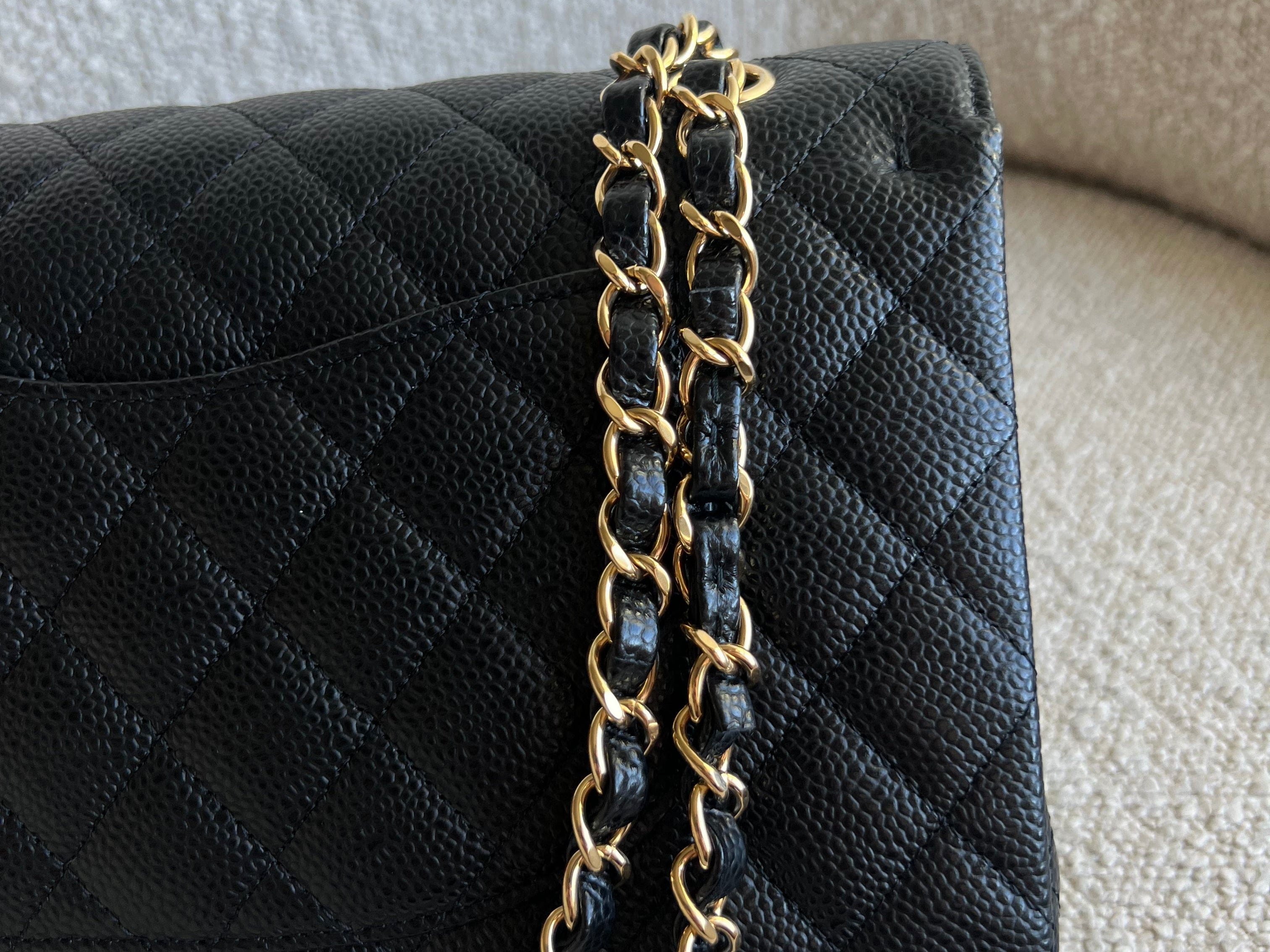 CHANEL Handbag Black Caviar Quilted Classic Flap Medium GHW - Redeluxe
