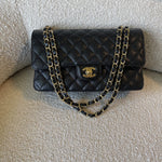 CHANEL Handbag Black Caviar Quilted Classic Flap Medium LGHW - Redeluxe
