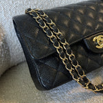 CHANEL Handbag Black Caviar Quilted Classic Flap Medium LGHW - Redeluxe