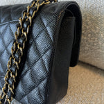 CHANEL Handbag Black Caviar Quilted Classic Flap Medium LGHW - Redeluxe