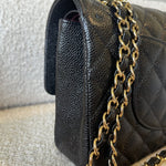 CHANEL Handbag Black Caviar Quilted Classic Flap Medium LGHW - Redeluxe