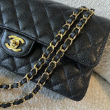 CHANEL Handbag Black Caviar Quilted Classic Flap Medium LGHW - Redeluxe