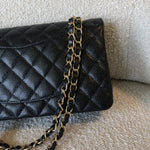 CHANEL Handbag Black Caviar Quilted Classic Flap Medium LGHW - Redeluxe