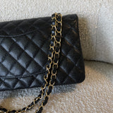 CHANEL Handbag Black Caviar Quilted Classic Flap Medium LGHW - Redeluxe