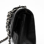 CHANEL Handbag Black Caviar Quilted Classic Flap Medium Silver Hardware - Redeluxe