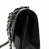 CHANEL Handbag Black Caviar Quilted Classic Flap Medium Silver Hardware - Redeluxe